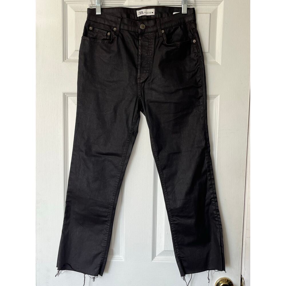 Zara The Dreed Flare Raw-Hem Coated Jeans - Size 8